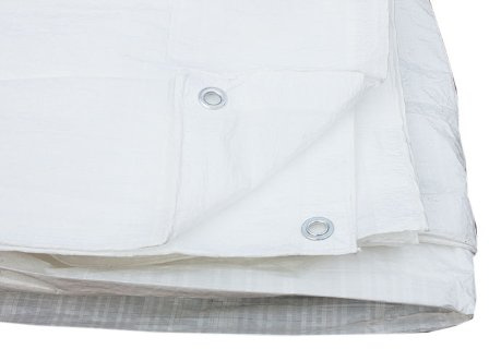 WHITE TARPAULIN COVER GROUND SHEETS 3.5M X 4.5M 80 GSM ( bale of 10 sheets )