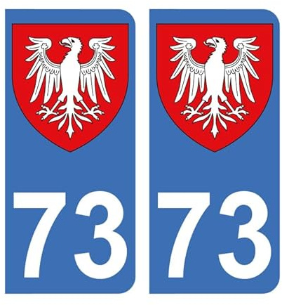 Autocollant 73 avec Blason de la Tarentaise Plaque immatriculation Auto (9,8 x 4,5 cm)
