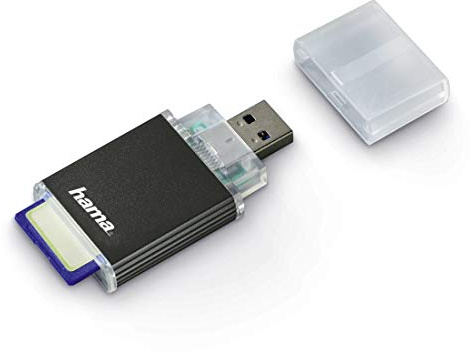 Hama Lecteur de cartes USB-3.0 (USB, UHS-II, SD, aluminium, Lecteur de carte mémoire SD, SDHC, Cartes mémoire SDXC, Lecteur de carte pour PC/Mac/Ordinateur/Téléviseur) Anthracite