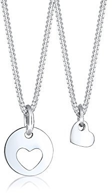 Elli Halskette Damen Set Herz Cut Out Mutter Kind in 925 Sterling Silber