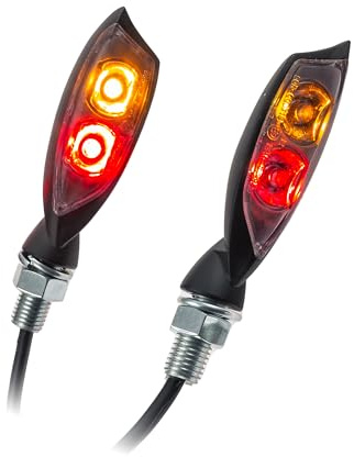 ZIEGER Universal Motorrad LED-Blinker Shadow mit Rück- und Bremsbeleuchtung getönt M8 E-geprüft Chrom