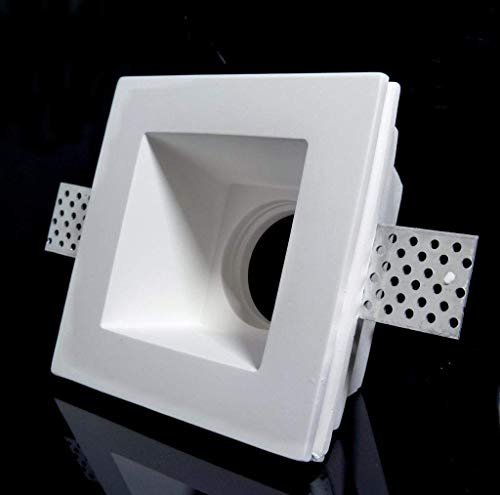 Lot de 10 porte-spot carré 120 x 120 mm à encastrer en plâtre pour spots GU10 et GU5.3