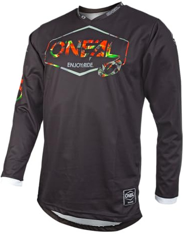 O'NEAL | Motocross-Trikot | Enduro MX | Atmungsaktives Material, Maximale Bewegungsfreiheit, Verlängerter Rücken | Jersey Mahalo | Erwachsene | Schwarz Multi | Größe XL