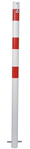 Absperrpfosten 2-er Set, ortsfest, zum Einbetonieren, aus Stahlrohr Ø 60 mm, verzinkt und beschichtet, Gesamtlänge 1300 mm