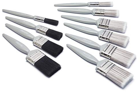 Harris Essentials Walls & Ceilings and Woodwork 10 Pack, 0, 1 x 1.5, 1 x 2 Gloss 1 x 0.5, 1 x 1, 2 x 1.5, 2X 2 Emulsion Paint Brushes
