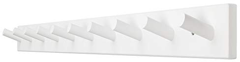 Dseap Coat Rack Wall Mounted, 97cm Long, with 10 Peg Hooks, Shaker Style Coat Hook Hanger for Hanging Coats Towels Hats Clothes Clothing, White