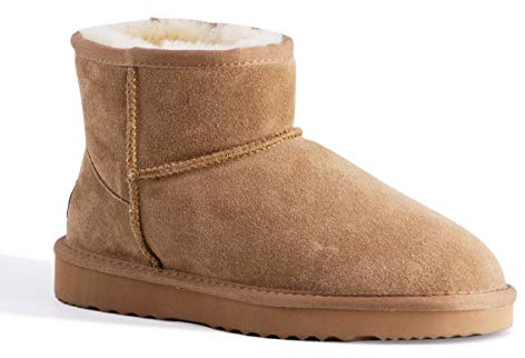 Aus Wooli Australia Short Sheepskin Ankle Boot - Brown - UK WOMEN 8/UK MEN 8