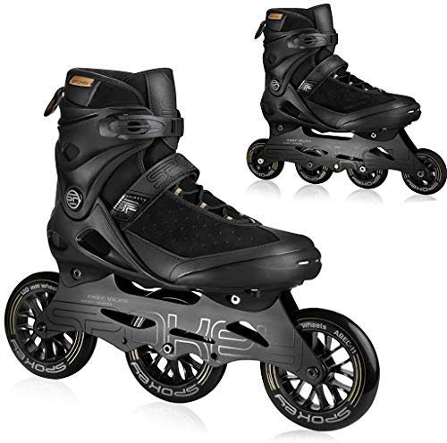 SPOKEY SHIFFTY PRO Speed Skates für Erwachsene | Naturleder Liner Inline-Skates Inliner | ABEC-11 Carbon Lager | Zwei Rollensets (80 mm und 120 mm)
