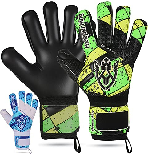 Keeperking målvaktshandskar för barn, med och utan fingerskydd, fotbollshandskar barn, fingersave Profi Grip, 4 mm, tyskelatex unisex (5, svart utan FS)