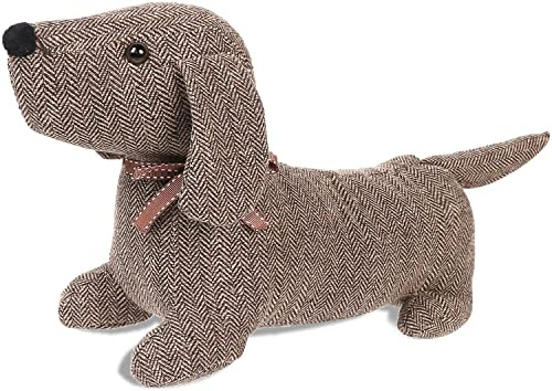 SANFERGE Niedlicher dekorativer Türstopper für Zuhause und Büro, Bodentürstopper, Stofftierbeschwerer, schwerer Wandschutz, brauner Hund