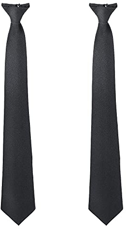 ASTER Schwarze Herren-Krawatte mit Clip, einfarbig, Uniform, vorgebunden, verstellbarer Nackenriemen, Krawatte für Hochzeit, Abschluss, Schuluniformen