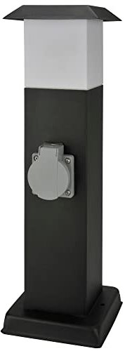 UNITEC Colonna in acciaio inox per esterni con copertura, 2 prese, distribuzione dell'energia per il giardino, protezione dagli spruzzi d'acqua IP 44, max. 3600 W, acciaio inox, nero