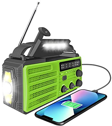 Solar Kurbelradio Notfall Outdoor Radio mit AM/FM 8000Mah Hand kurbel Notfall Radio Taschenlampen Bewegungssensor Leseleuchte USB Handy-Lader, SOS Emergency für Camping Blackout Survival Ausrüstung