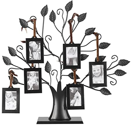 Ejoyous Marco de Fotos de árbol genealógico, Moderno árbol de Fotos Familiar para 12 Fotos, Marco de Fotos Personalizado, para decoración de Escritorio, jóvenes(S-6 Marcos de Fotos con 6,4 x 4,6 cm)