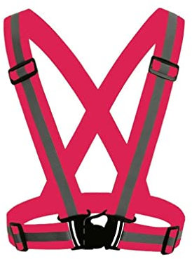 HUFFA Einstellbare Sicherheit Warnweste mit hoher Sichtbarkeit, elastische Streifen, Jacke for Nachtläufe, Radfahren (Color : Fluorescent pink)