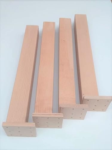 Martin Weddeling 4er Set Tischbeine, Tischfüsse Buche massiv 6x6cm stark. Mit Befestigsplatte, Verschiedene Längen. Oberfläche unbehandelt. (75cm lang)