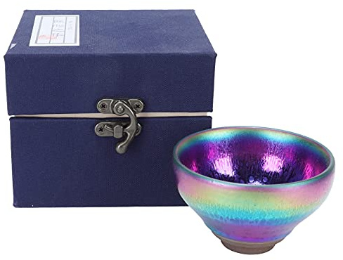 Chinesische Teetasse, Jianzhan Keramik Teetasse Japanische Teetassen Keramik Tenmoku Kung Fu Teetasse Blaue Teeschale Handgefertigte Kung Fu Teetasse Mit Geschenkbox Für Home Office Sake Wein