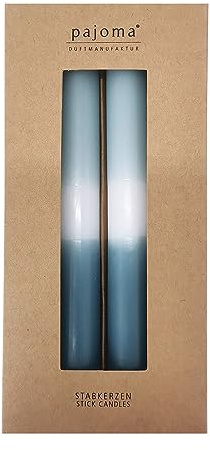 Stabkerzen 4 Stück - Blau-Weiß-Dunkelblau | Höhe 21 cm ø 2.1 cm - Brenndauer 5 Stunden | 3 farbige Spitzenkerzen - Premium Qualität | pajoma®