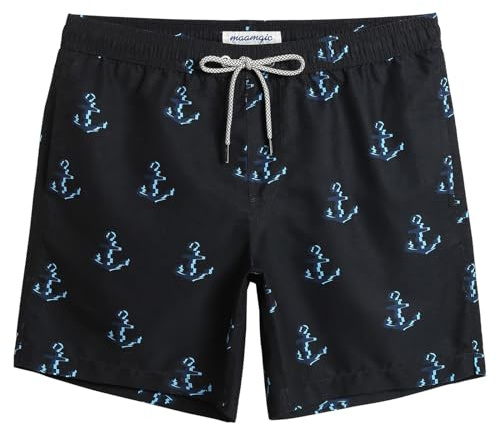 maamgic Bañador Hombre Shorts de Baño Shorts de Playa Traje de Baño para Natación Secado Rápido para Vacaciones,Ancla - Azul,XL