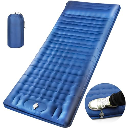 Skeufy Isomatte Selbstaufblasend, 12CM Verdicktes Luftmatratze Camping mit Fußpresse Pumpe, Ultraleicht Wasserdicht Schlafmatte Outdoor für Wandern, Backpacking, Camping, Zelt