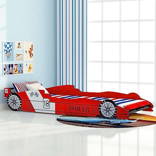 SMTSEC Kinderbett Rennwagen 90x200 cm rot