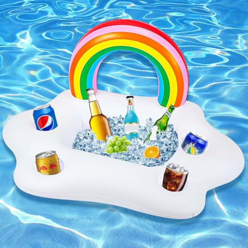 Newtic Poolbar, Getränkehalter Pool Aufblasbar,Poolbar Aufblasbar,Pool Getränkehalter Schwimmend, Aufblasbare Palme Getränkehalter, Aufblasbare Getränkehalter für Pool, Pool Snackhalter