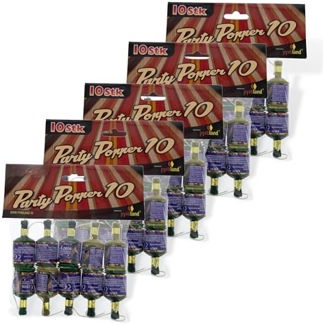 AKTIVHANDEL Party Popper 50er Set Tischfeuerwerk, Party Deko für Silvester, Geburtstag, Hochzeit und Feiern, Feuerwerk der Kategorie F1 inkl. Einkaufswagenchip