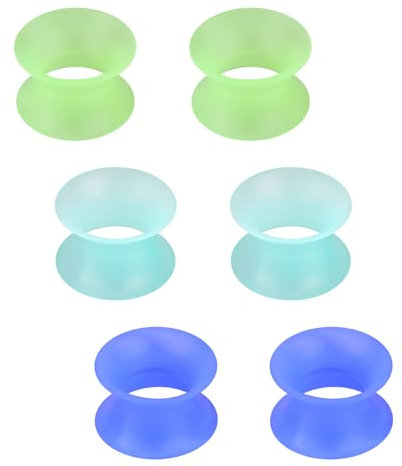 Rajnard 3 Paar Silikon Tunnel 10mm Extra Weich und Flexibel Flesh Tunnel Ohr Plug Expander Hider Piercing Schmuck für Frauen und Männer Grün Blau Cyan