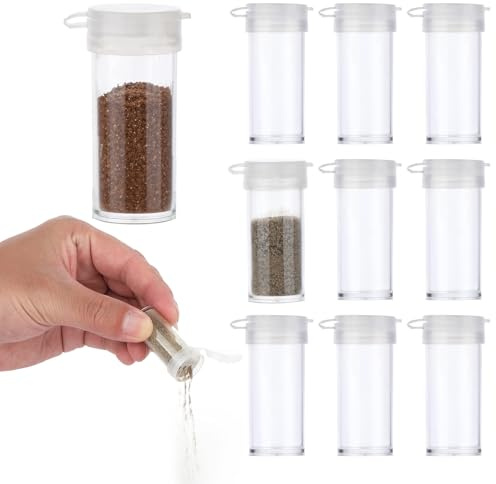 10 Stück Mini Salzstreuer Set Salzstreuer aus Gewürzflaschen Klein Salz und Pfefferstreuer Plastik Mini Salzstreuer für Unterwegs Gewürzstreuer für Salz und Pfefferstreuer