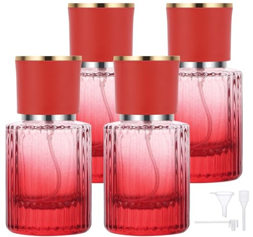 Segbeauty Atomizzatore Profumo, 4 Pezzi 30ml Spruzzatore Profumo, Contenitore Profumo Vetro, Vaporizzatore Profumo Vuoti, Boccetta Profumo Portatile (Gradiente Rosso)