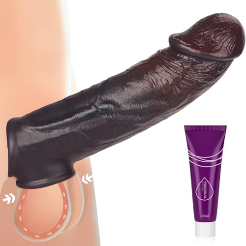 Wakelust Realistische Penismanschetten Sex Spielzeug für die Männer Couples Sex Toys Cock Sleeve Flüssiges Silikon Penishülle für Penisvergrößerung und Zeit Verlängern Extrem Penis Sleeve(Kaffeefarbe)
