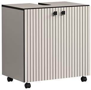 Waschbeckenunterschrank PureBliss Kashmir Hellgrau · B 60 x H 64 cm | B 60 x H 64 x T 42 cm · feuchtraumgeeignet · Metallgriffe · 2 Türen, 1 Einlegeboden