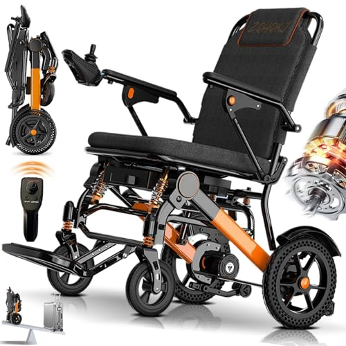 ZQHQKJ Ultraleichter faltbarer Elektrorollstuhl, 13.8 kg, tragbar für Senioren, 500W Motor, 20-50 km Reichweite,150 kg Tragkraft, leichter Rollstuhl elektrisch für Reisen und Outdoor,10a