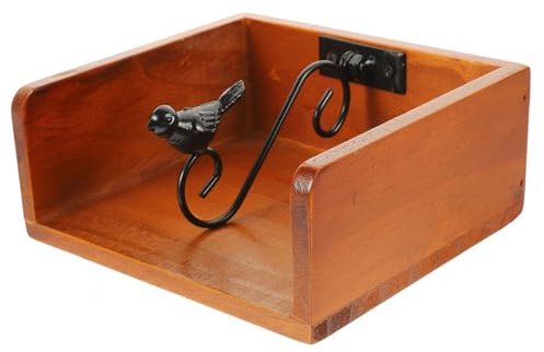 DECHOUS Flacher Serviettenhalter aus Eisen und Holz in Vintage Optik Tischserviettenhalter für Restaurant Hotel und Heimgebrauch – 15,3 X 14 X 6,5cm