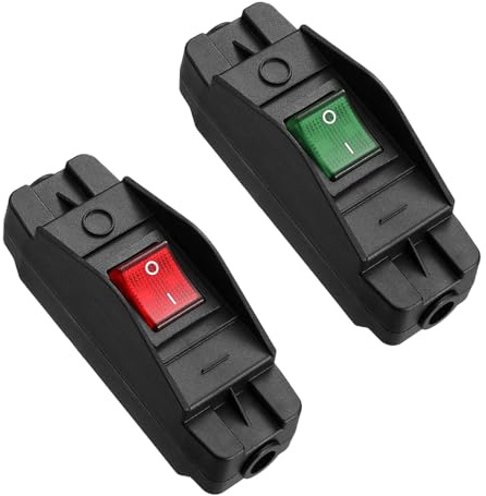 2 Stück Wasserdichter Inline Schnurschalter, EIN-Aus Wippschalter Großer Strom 220V Inline Schalter für Schreibtischlampe, Glühbirne, Kleingeräteschalter Rot+Grün