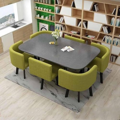 Runde Esstisch Set mit 6 Stühlen Moderne Möbel für Küche Büro und Wohnzimmer 7-teiliges Konferenztisch und Stuhl Set