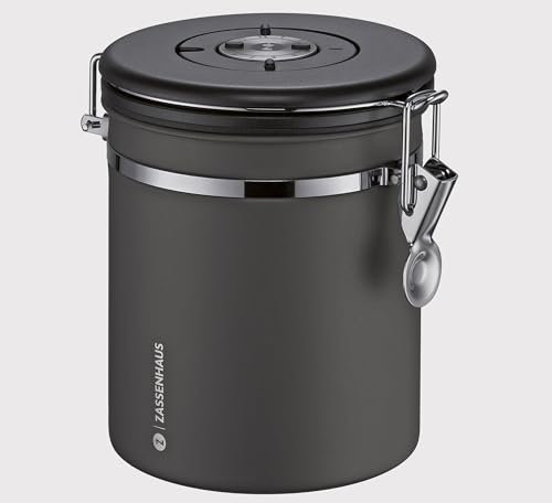 Zassenhaus Boîte de conservation Aroma 500 g, en acier inoxydable, laquée, protection optimale des arômes grâce à la valve intégrée, avec joint en silicone et affichage de la date réglable, pour café