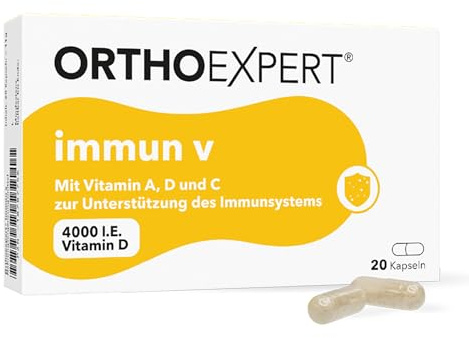 Orthoexpert immun v 20 Kapseln - Unterstützung des Immunsystems - Immun-Booster mit Vitamin A, C, D, Zink, Selen & Lactobacillus Coryniformis K8