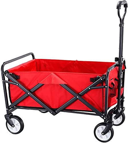 HUIBBGO Klappbarer Gartenwagen für den Außenbereich, zusammenklappbarer Gartenwagen, Transportwagen für jedes Gelände, Strandanhänger, Verstellbarer Griff, Tragkraft 60 kg
