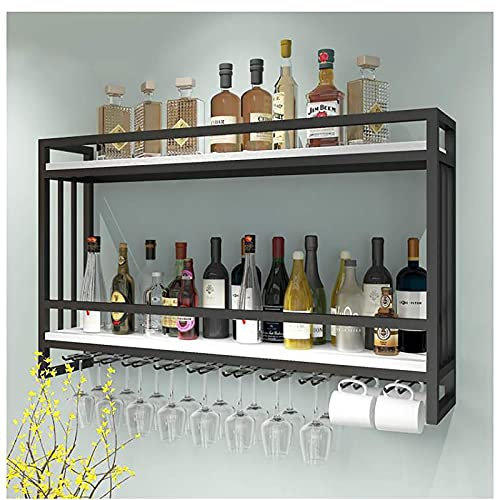 GLMGBP Estante de Pared, nórdico, de Hierro Forjado, de Madera Maciza, para Colgar en la Pared, para vinoteca, Creativo, para Colgar en la Pared, para Copas de Vino, decoración del hogar, Color neg