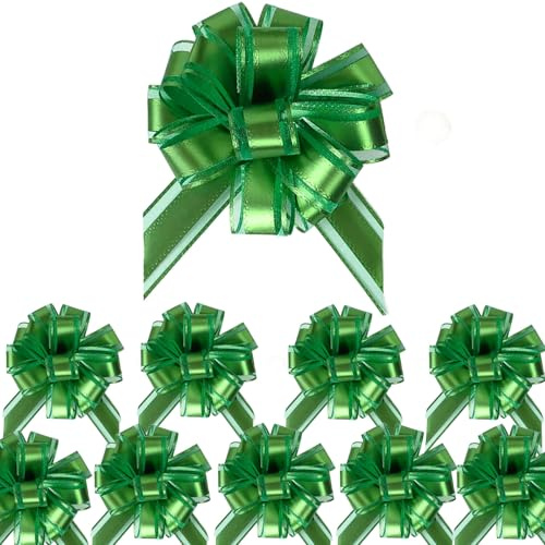 Vsosfiza Kleine Geschenkschleifen, 10 Stück (10 cm) - Ideal für Geschenkverpackungen, Körbe, Hochzeitsdekoration, Einzugspartys, Geburtstagsfeiern und Blumensträuße. Farbauswahl: Grün
