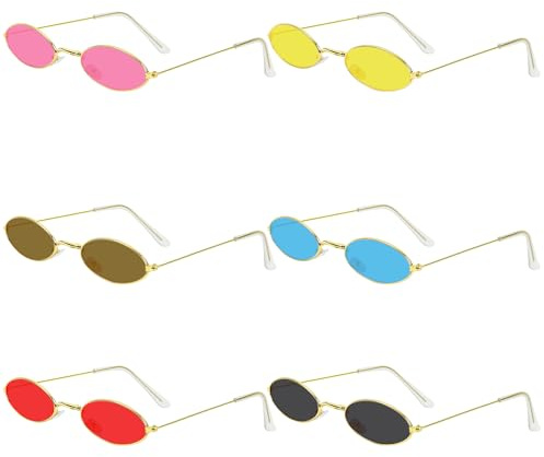 AUYAO 6PZ Occhiali da Sole Retro Ovale, Occhiali Colorati Trasparenti Hippie, per Hippie festa di Carnevale Accessorio, Gadget Matrimonio Feste, Vintage