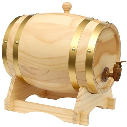 5L Weinfass, Holzfass, Weinfass mit Bock und Zapfhahn, Schnapsfass Verschleißfest Stoßfest, für Whiskey, Bourbon, Rum, Brandy, Tequila, Wein, Bier, für Häusern, Bars