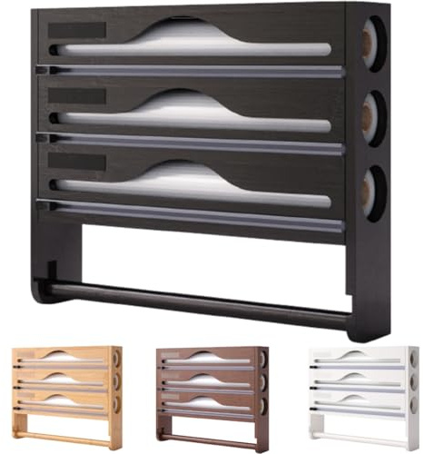 Générique Distributeur Aluminium Et Film Alimentaire avec Porte Sopalin Cuisine, Derouleur Film Alimentaire, Distributeur Papier Aluminium et Film, Support de Rangement pour Mural/Tiroir de Cuisine