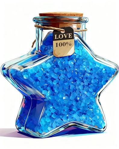Glow-in-the-Dark Pebbles 10,000 pcs – Blue Mini Luminous Resin Stones (5mm) in Star Jar, Light-Charging Decorative Gravel for Vase Filler, Crafts, Flowerpots & Home Décor – Giftable Star Bottle