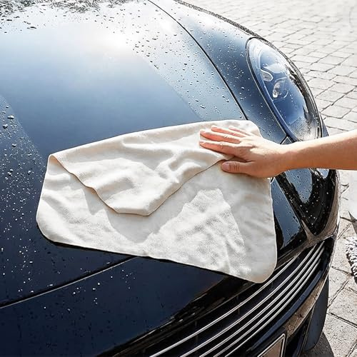 QWORK® Autoleder, 50×40 cm Saugfähig und Wiederverwendbar Fensterleder, Autoreinigungstuch