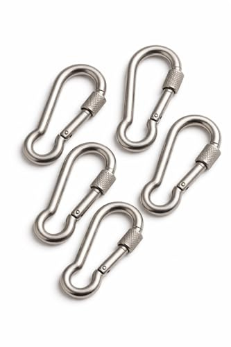 Karabiner mit Sicherungsmutter 4-10 mm Edelstahl V4A (AISI316) Schraubkarabiner, seewasserfest, für Seile, Ketten, Outdoor, Marine, Korrosionsbeständig, besonders langlebig.