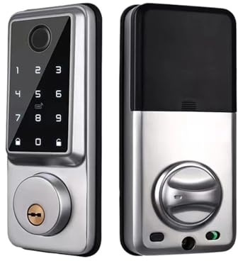 HFIGNIAHQ Waterproof Smart Deadbolt Locks for Home Alexa Bluetooth TTlock Biometric Fingerprint Digital Keypad Entry Door Lock(Black)