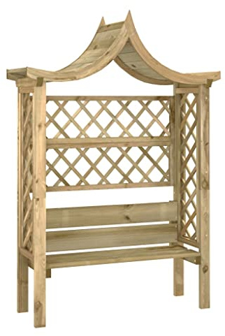 Generico Pergola con Panca e Tetto in Legno di Pino Impregnato,Casa e Giardino,Prato e Giardino,Vita all'aperto,Strutture da Esterno,Archi, tralicci e pergole,Verde,59.6 kg,44951