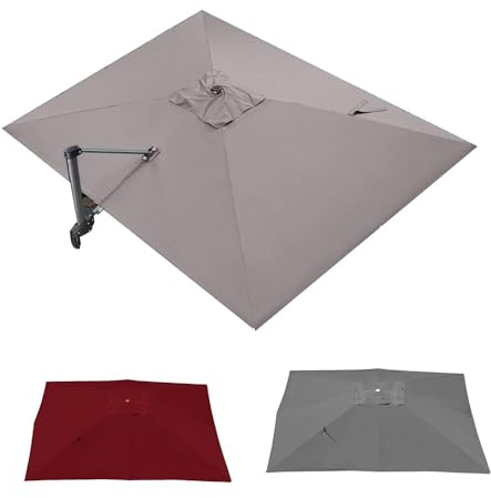 SMELEDFCFK Copertura di Ricambio per Ombrellone Decentrato Tettuccio Superiore per Ombrello Rettangolare 4.0×3.0m Telo di Ricambio per Ombrellone da Giardino 8 Stecche(Burgundy)